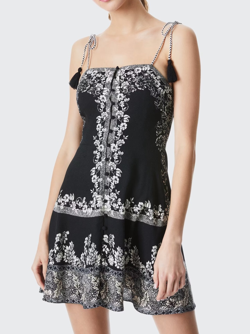 ALICE + OLIVIA Glinda Tassel Spaghetti-Strap Dress